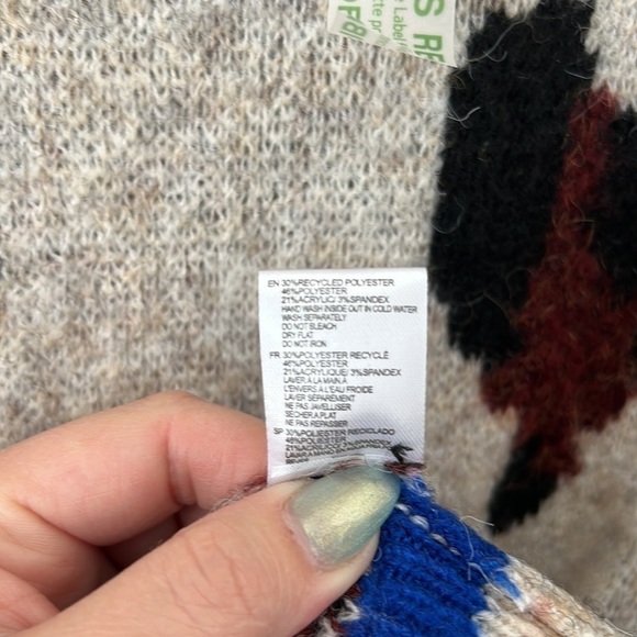 Retrod Yarn Crewneck Animal Print Sweater Size S - Picture 8 of 12